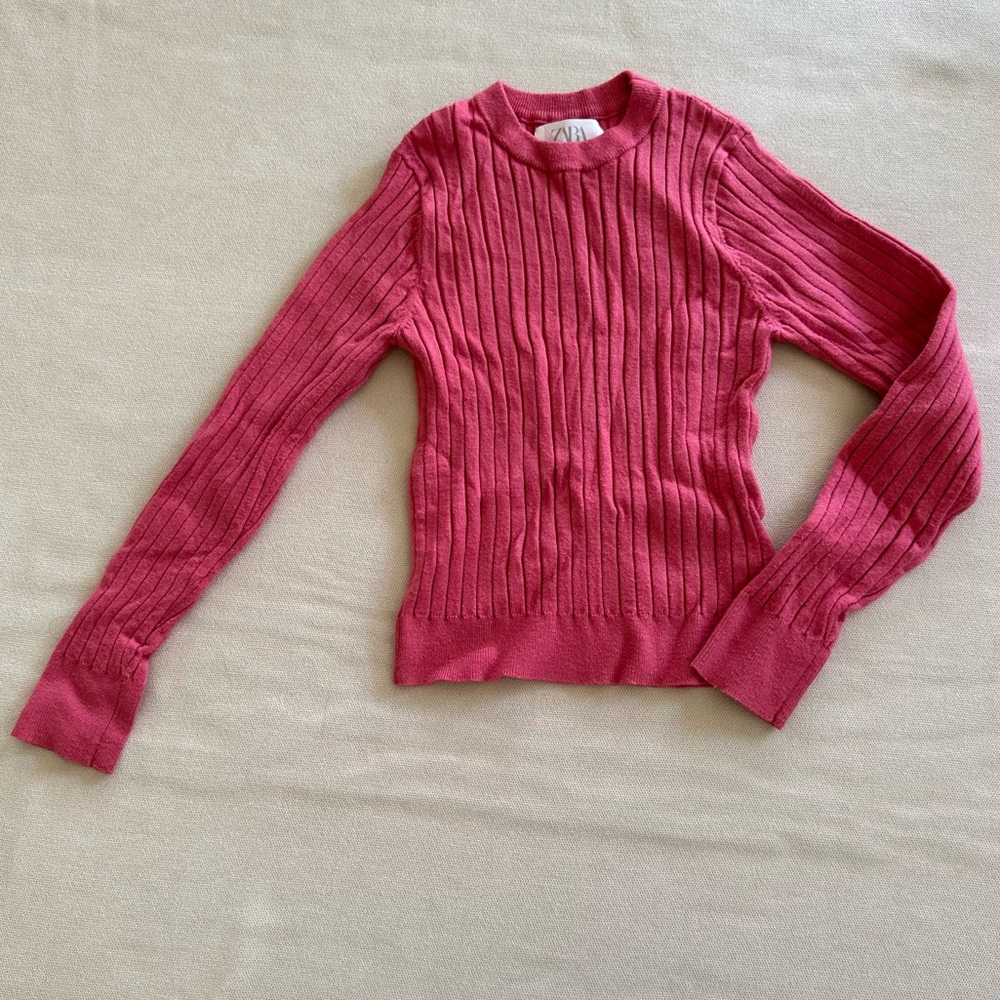 Zara Girls Pink Ribbed Sweater